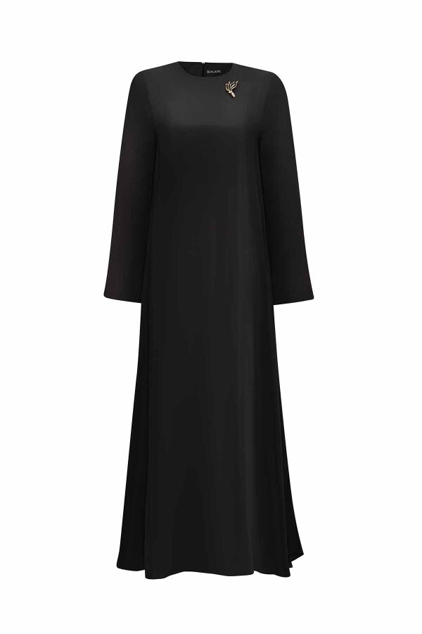 Brooch Detailed A Cut Cupro Dress - 8