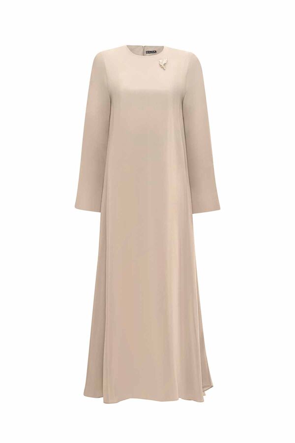 Brooch Detailed A Cut Cupro Dress - 10