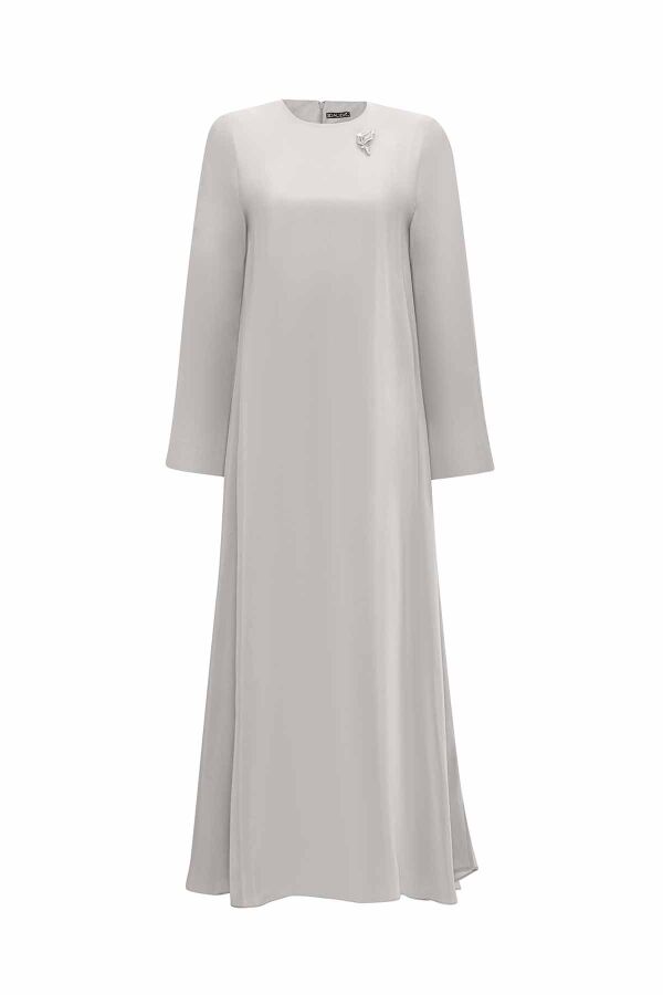 Brooch Detailed A Cut Cupro Dress - 1