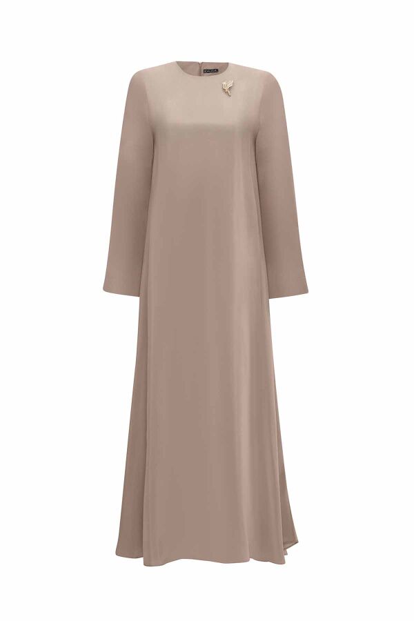 Brooch Detailed A Cut Cupro Dress - 12