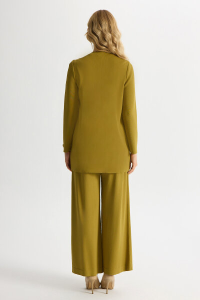 Brooch Detailed V-Neck Jacket - 4