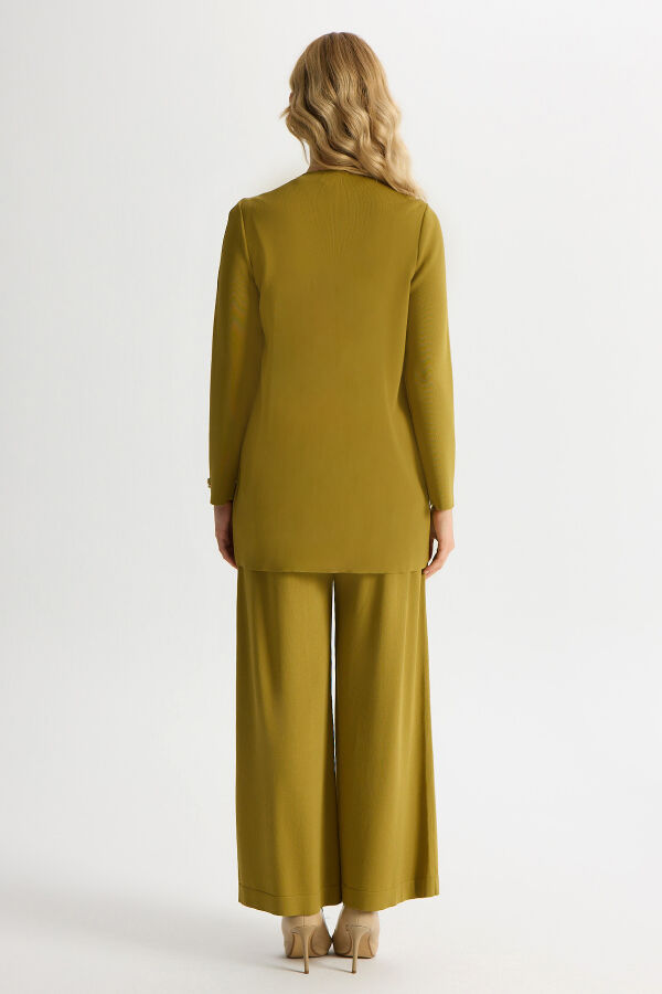 Broş Detaylı V Yaka Ceket Amber - 4