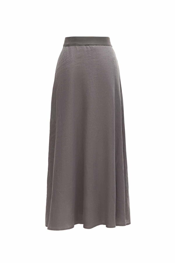 Button Detailed Knitted Linen Skirt - 9
