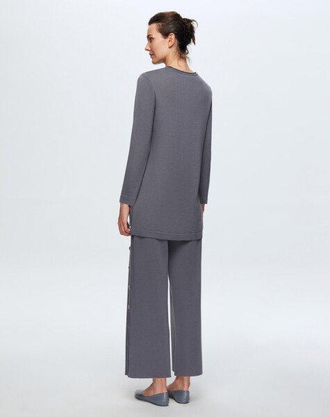 T24K-7003 Button Detailed Wide Leg Trousers - 7