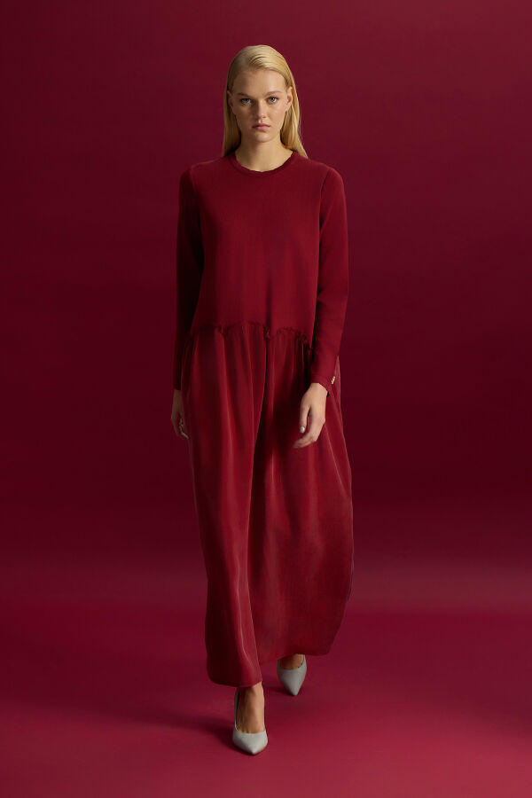 Knitted Cupro Dress with Gathered Detai - 1