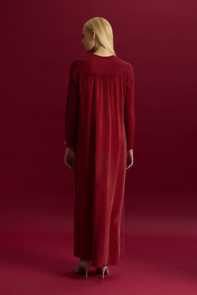 Knitted Cupro Dress with Gathered Detai - 2