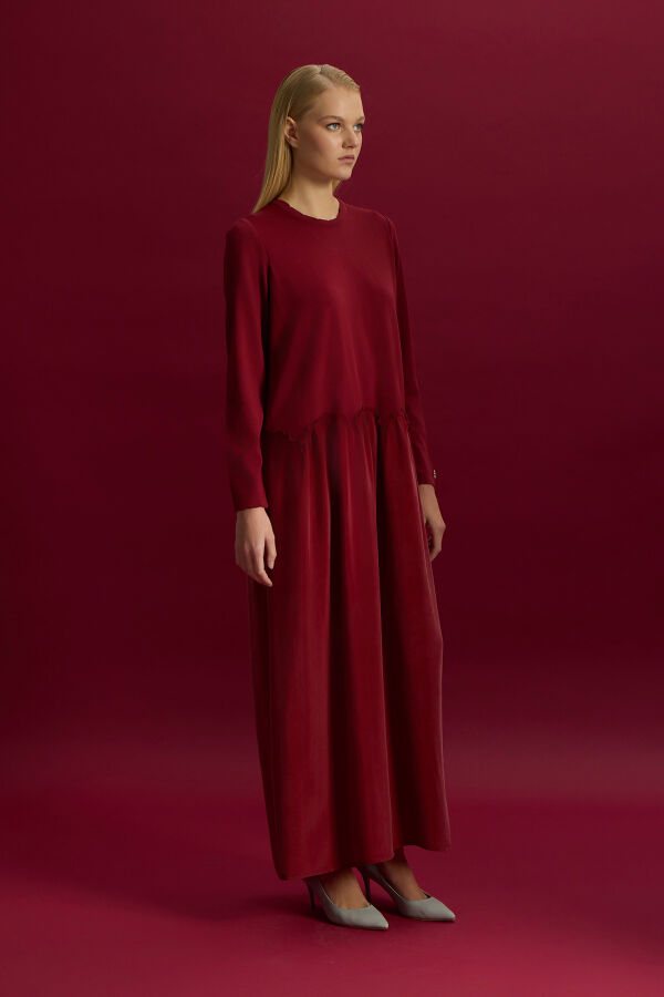 Knitted Cupro Dress with Gathered Detai - 3