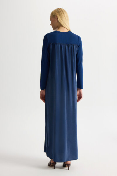 Knitted Cupro Dress with Gathered Detai - 4