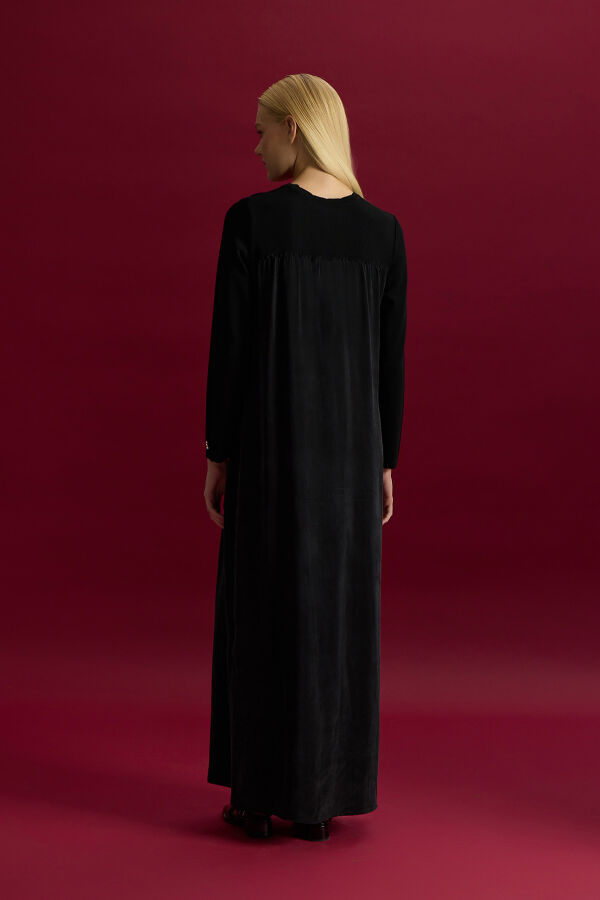 Knitted Cupro Dress with Gathered Detai - 3