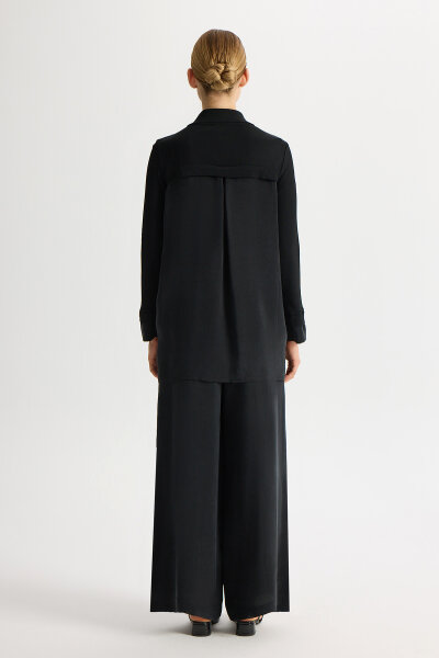 Büzgü Detaylı Triko Gömlek Siyah - MISS DALIDA (1)