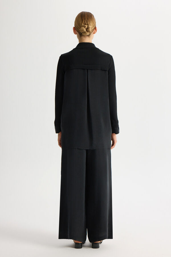 Büzgü Detaylı Triko Gömlek Siyah - 2