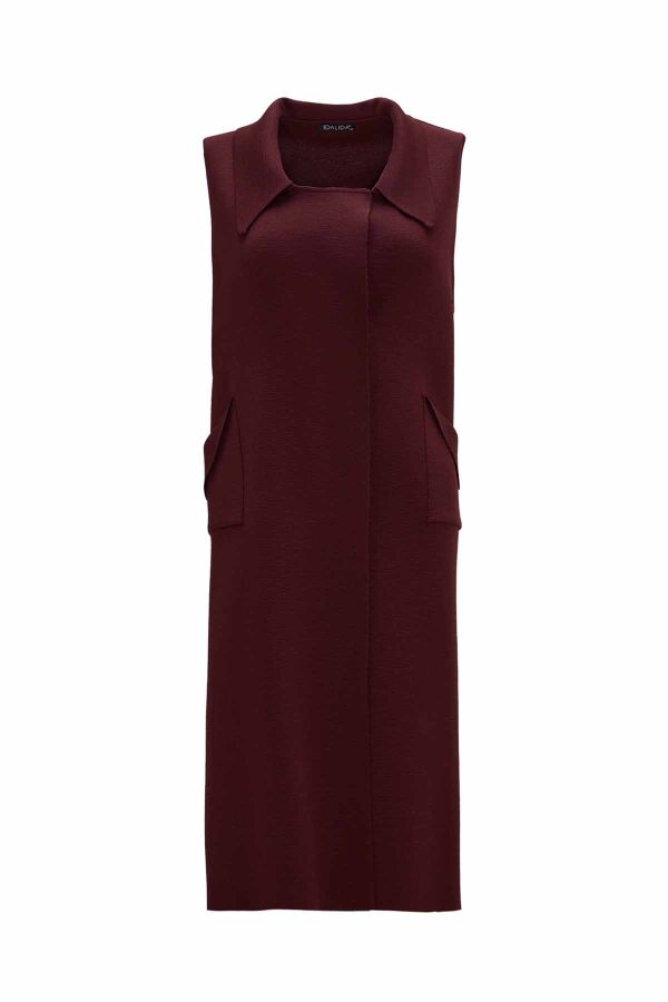 T26K-1005 Cep Detaylı Triko Yelek TOGA-BORDO - 1