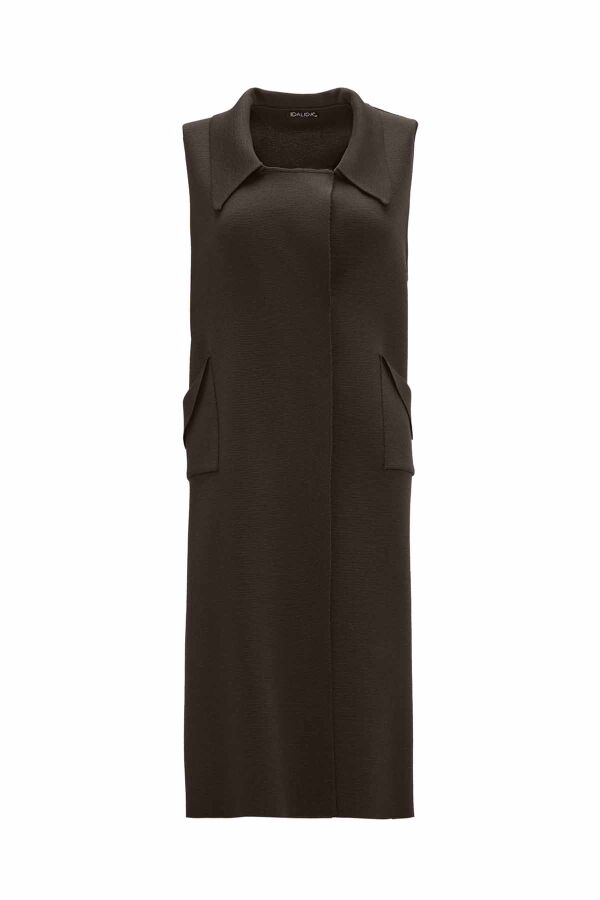 T26K-1005 Cep Detaylı Triko Yelek DARDO-TAUPE - 1