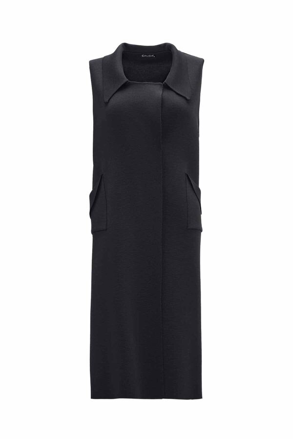 T26K-1005 Cep Detaylı Triko Yelek VATE-DARK GREY - 1