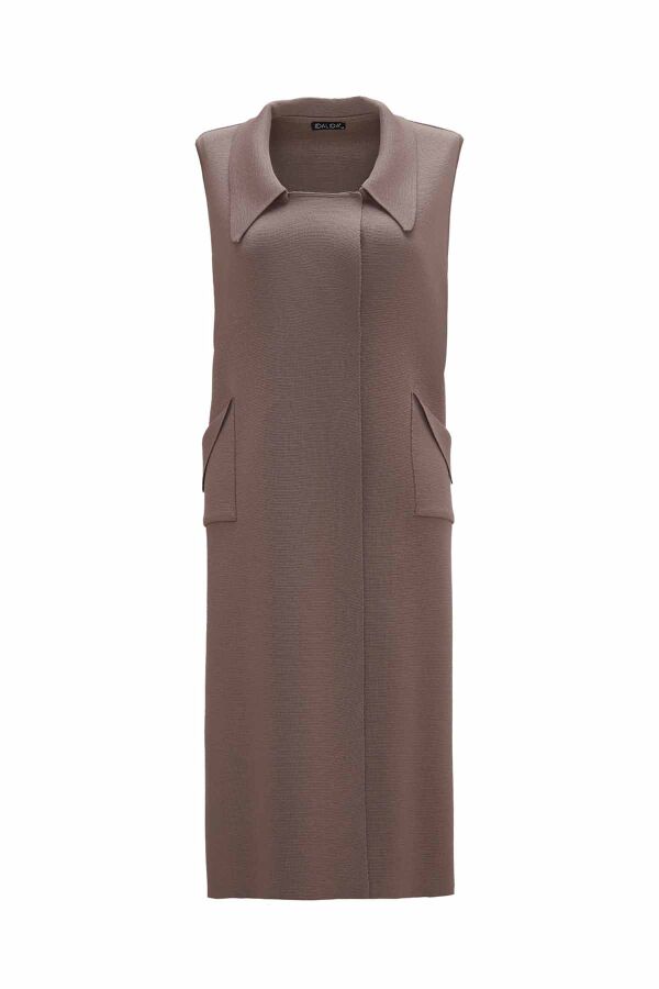 T26K-1005 Cep Detaylı Triko Yelek CAPRI-MINK - 1