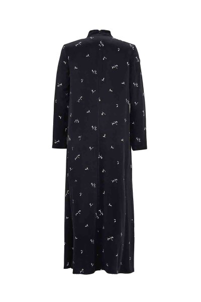 T26K-4025 Çıtır Desenli Rahat Kesim Elbise BLACK - 2