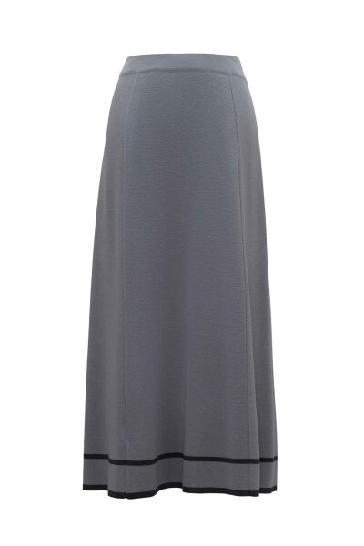 T26K-2013 Çizgi Detaylı Triko Etek ORMA-GREY 