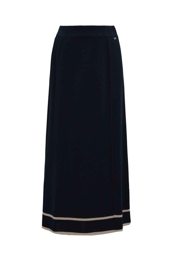 T26K-2013 Çizgi Detaylı Triko Etek OASI-DARK NAVY - 2