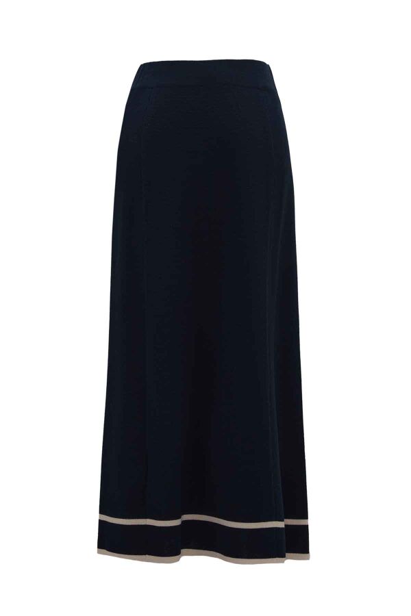 T26K-2013 Çizgi Detaylı Triko Etek OASI-DARK NAVY - 4