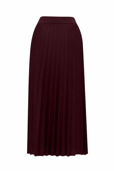 T26K-2004 Çizgi Detaylı Plise Triko Etek TOGA-BORDO - MISS DALIDA (1)