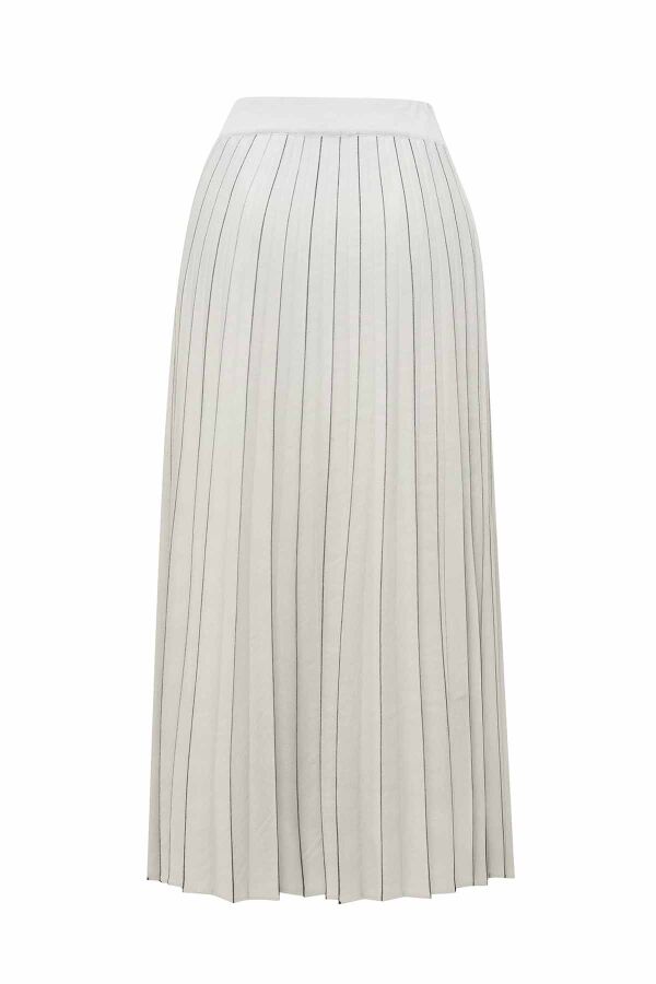 Stripe Detailed Pleated Knit Skirt - 2