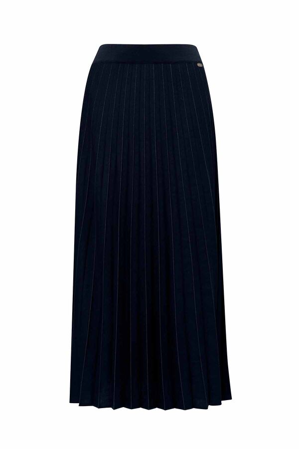 Stripe Detailed Pleated Knit Skirt - 1