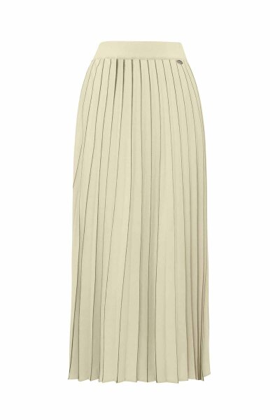 T26K-2004 Çizgi Detaylı Plise Triko Etek FELIX-LIGHT YELLOW 