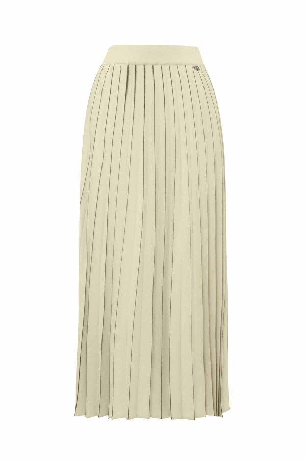 T26K-2004 Çizgi Detaylı Plise Triko Etek FELIX-LIGHT YELLOW - 1