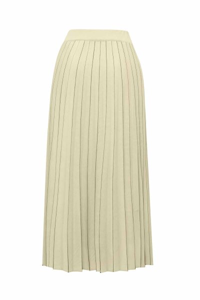 T26K-2004 Çizgi Detaylı Plise Triko Etek FELIX-LIGHT YELLOW - 2