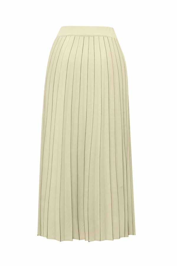 Stripe Detailed Pleated Knit Skirt - 2
