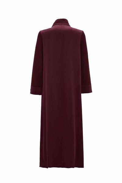 Collar Detailed Burgundy Dress - 2