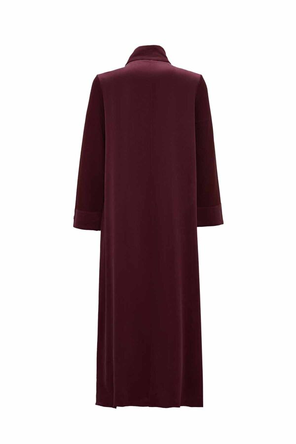 Collar Detailed Burgundy Dress - 2