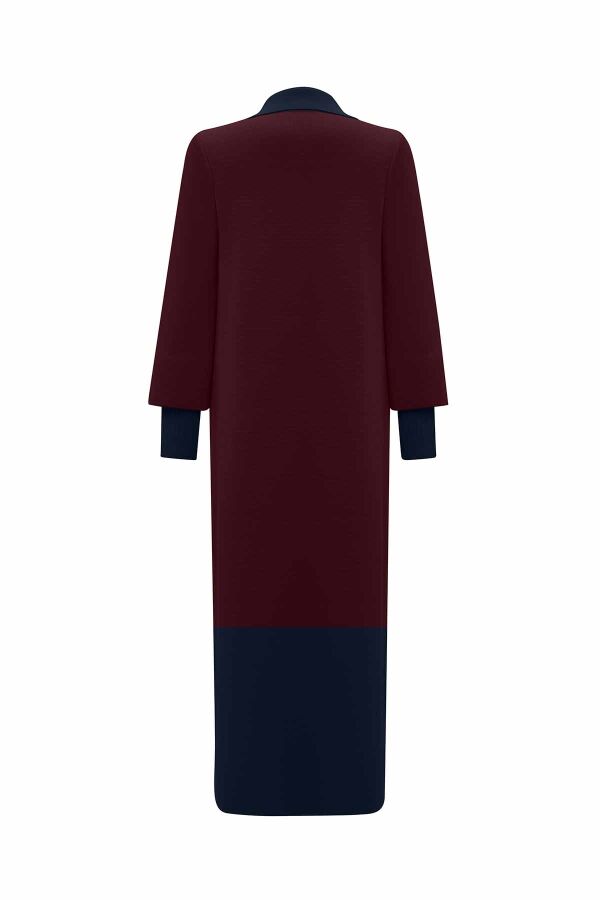 Color Block Double Button Cardigan Burgundy - 4