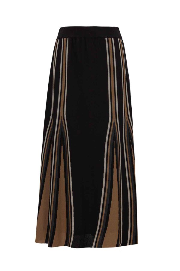 Colorful Striped Knit Black Skirt - 1