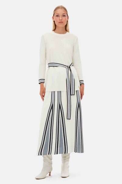 Colorful Striped Knit Stone Color Skirt - 1