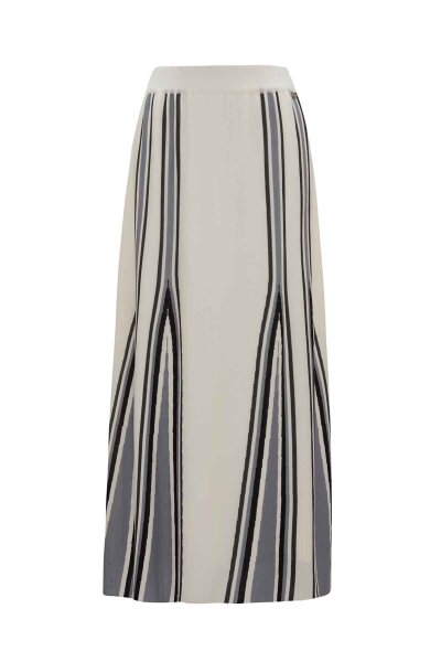 Colorful Striped Knit Stone Color Skirt - 4