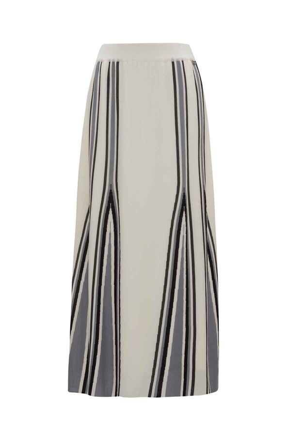 Colorful Striped Knit Stone Color Skirt - 4