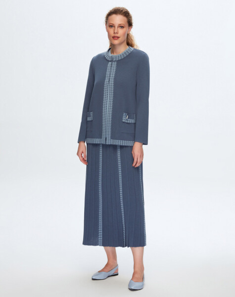 T24K-2008 Houndstooth Pattern Detailed Skirt - 6
