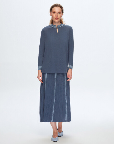 T24K-2008 Houndstooth Pattern Detailed Skirt - 7