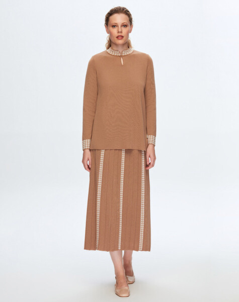 T24K-2008 Houndstooth Pattern Detailed Skirt - 8