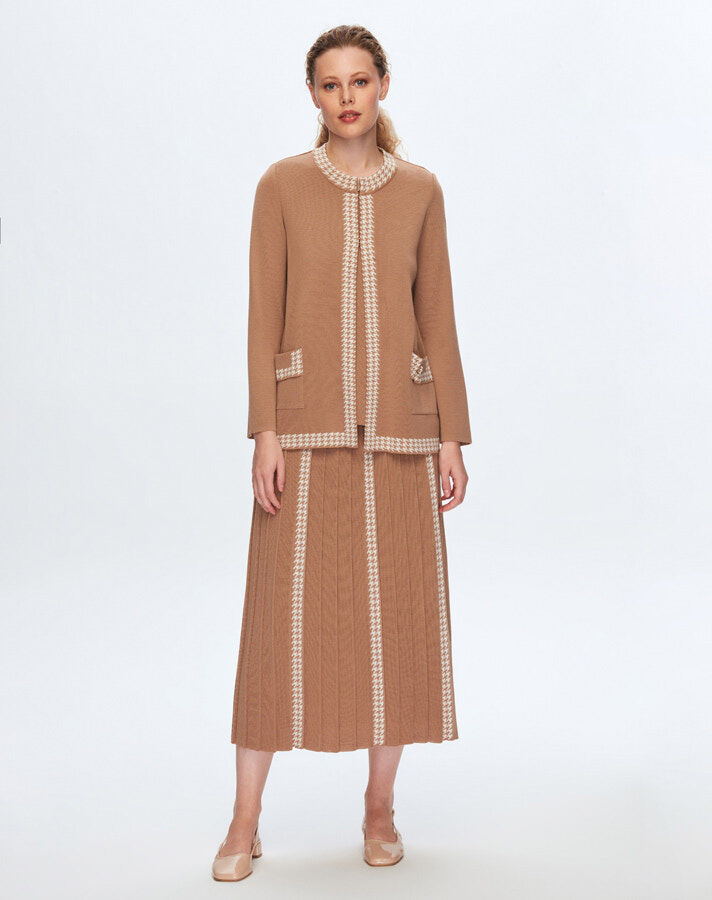 T24K-2008 Houndstooth Pattern Detailed Skirt - 9