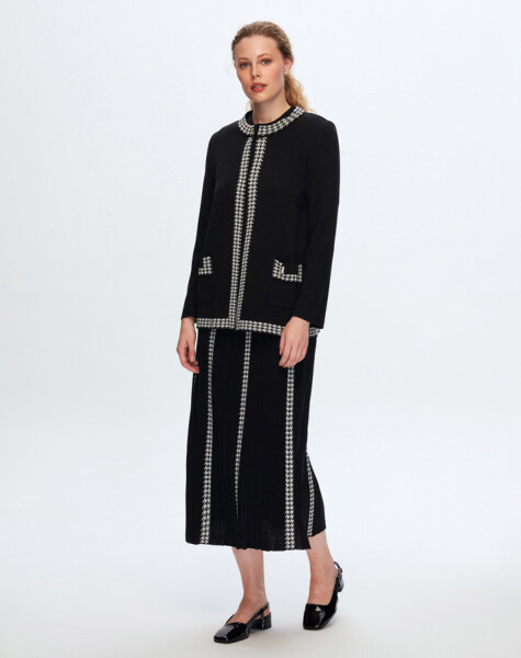 T24K-2008 Houndstooth Pattern Detailed Skirt - 10