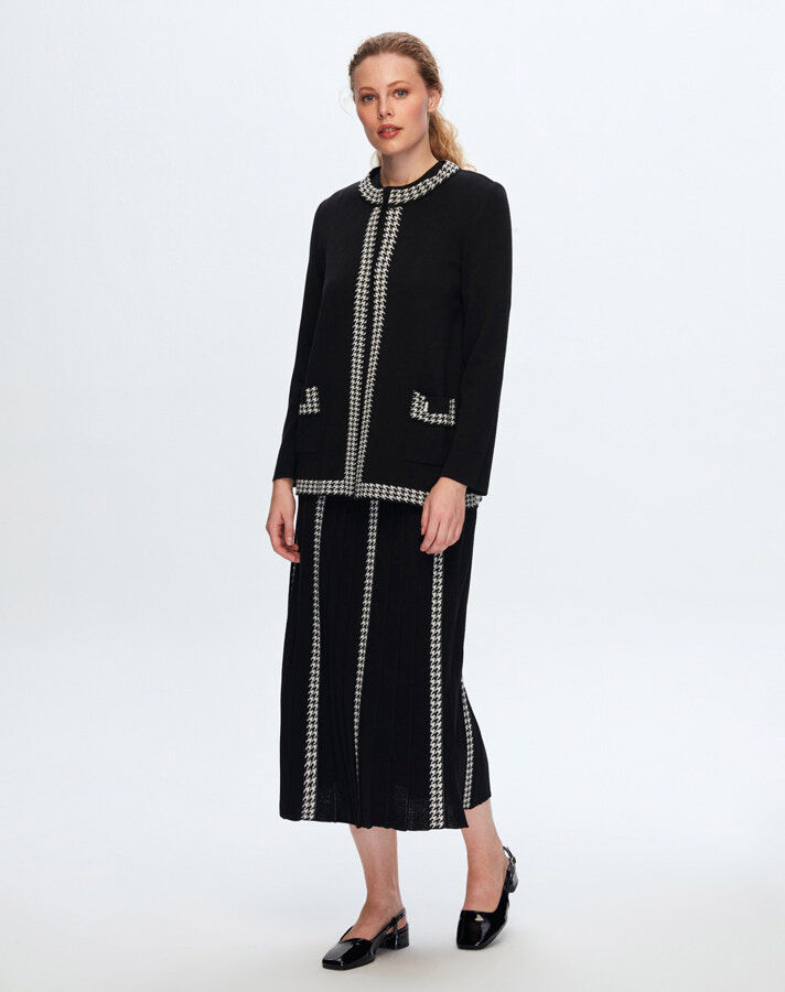 T24K-2008 Houndstooth Pattern Detailed Skirt - 10