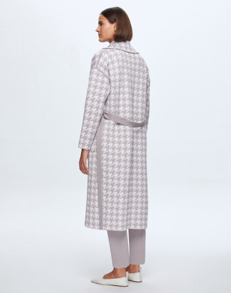 T24K-9023 Goose Feet Patterned Quilted Cardigan - 6