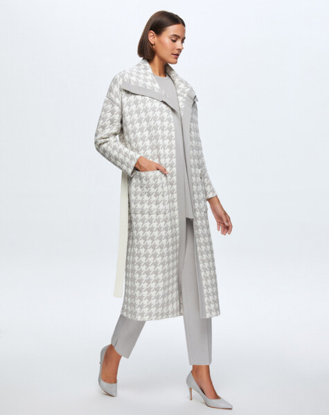T24K-9023 Goose Feet Patterned Quilted Cardigan - 7