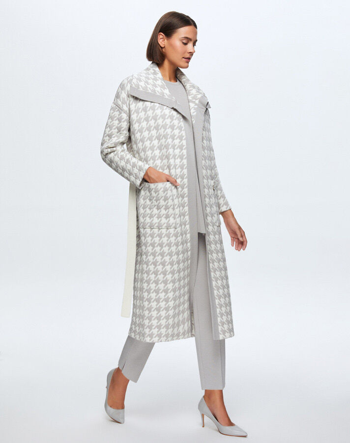 T24K-9023 Goose Feet Patterned Quilted Cardigan - 7