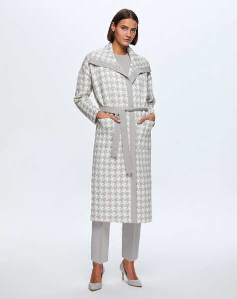 T24K-9023 Goose Feet Patterned Quilted Cardigan - 8
