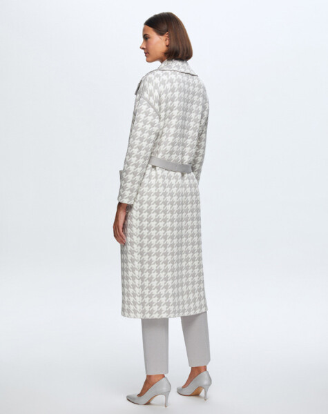 T24K-9023 Goose Feet Patterned Quilted Cardigan - 9