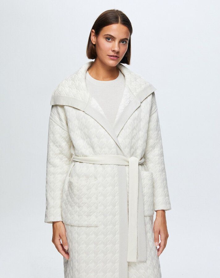 T24K-9023 Goose Feet Patterned Quilted Cardigan - 10