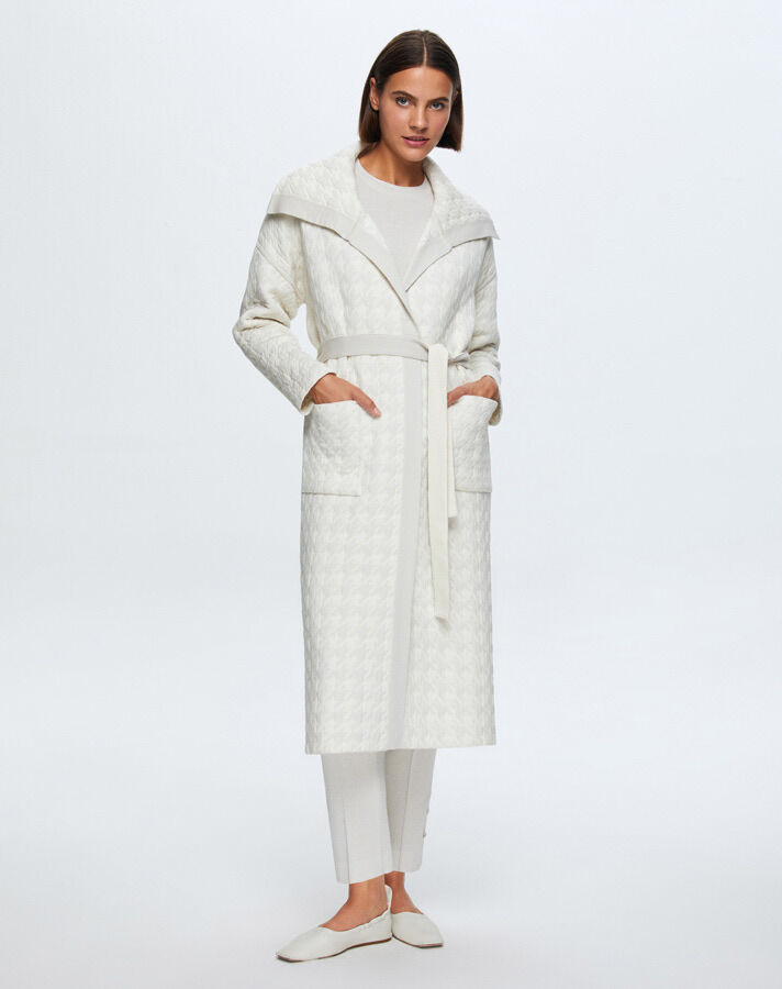 T24K-9023 Goose Feet Patterned Quilted Cardigan - 11